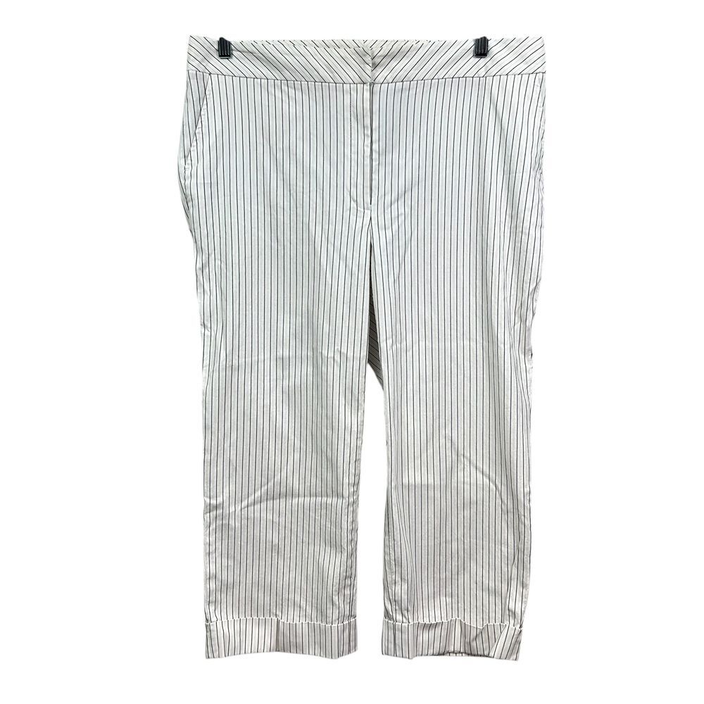 Apostrophe Womens Capri Crop Pants Stretch Pockets White Pinstripe Size 16*